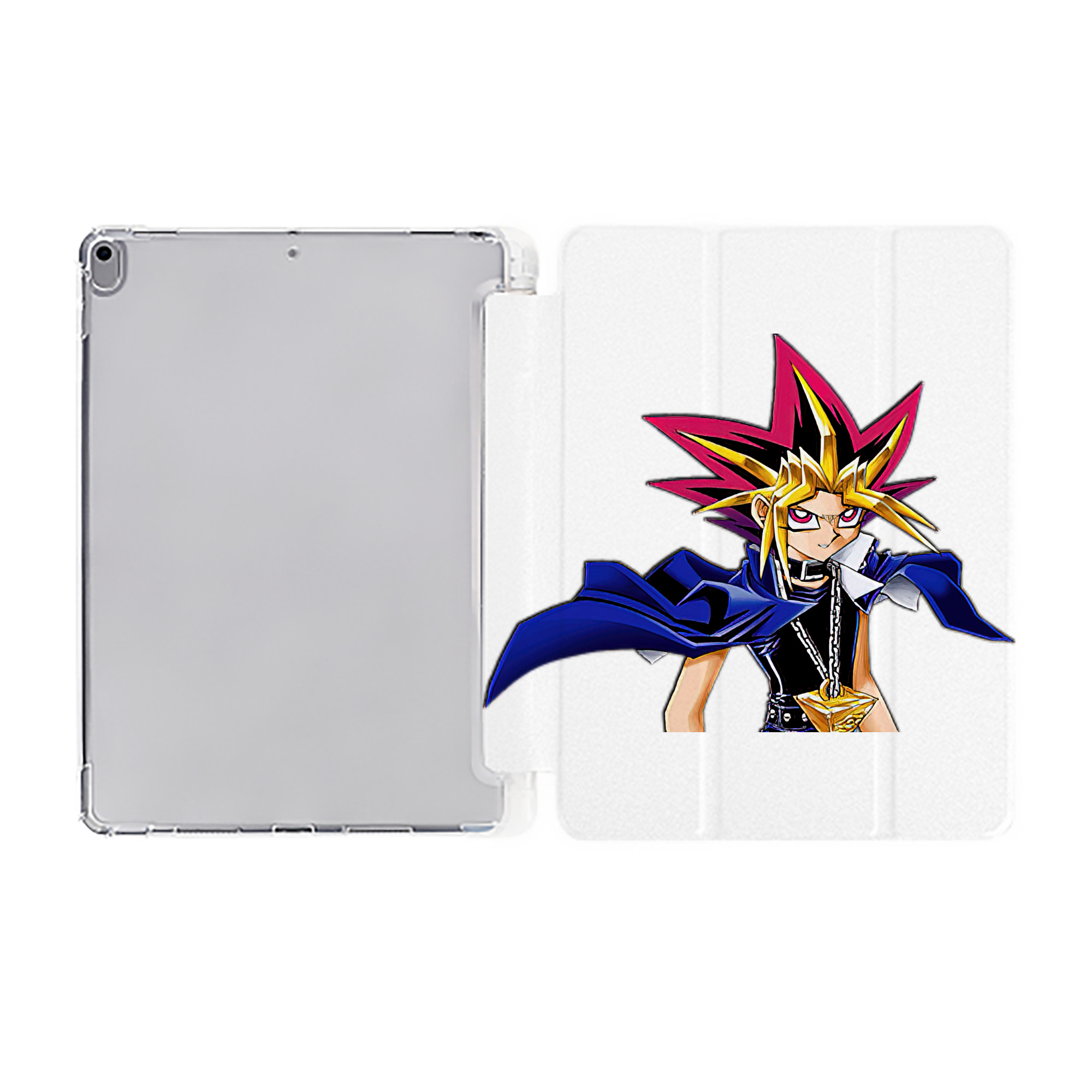 （画像用） 遊☆戯☆王 Yu-Gi-Oh! IPad ケース ペン収納付き 三つ折りスタンド PUレザー×シリコン 対応機種9.5/10.5/10.9インチ